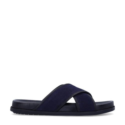 Manfield suède slippers donkerblauw – navy