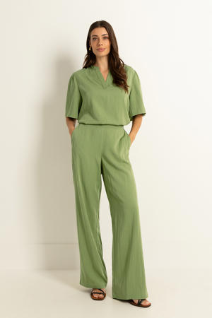straight high waist broek groen met glitter