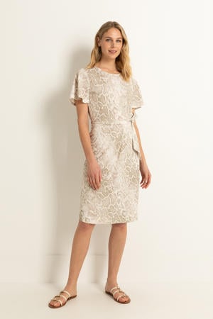 midi jurk beige