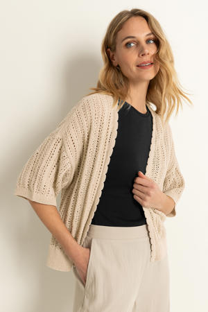 gebreid vest beige crochet