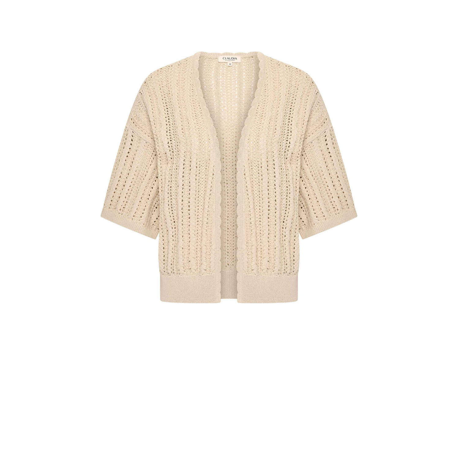 Claudia Sträter gebreid vest beige crochet
