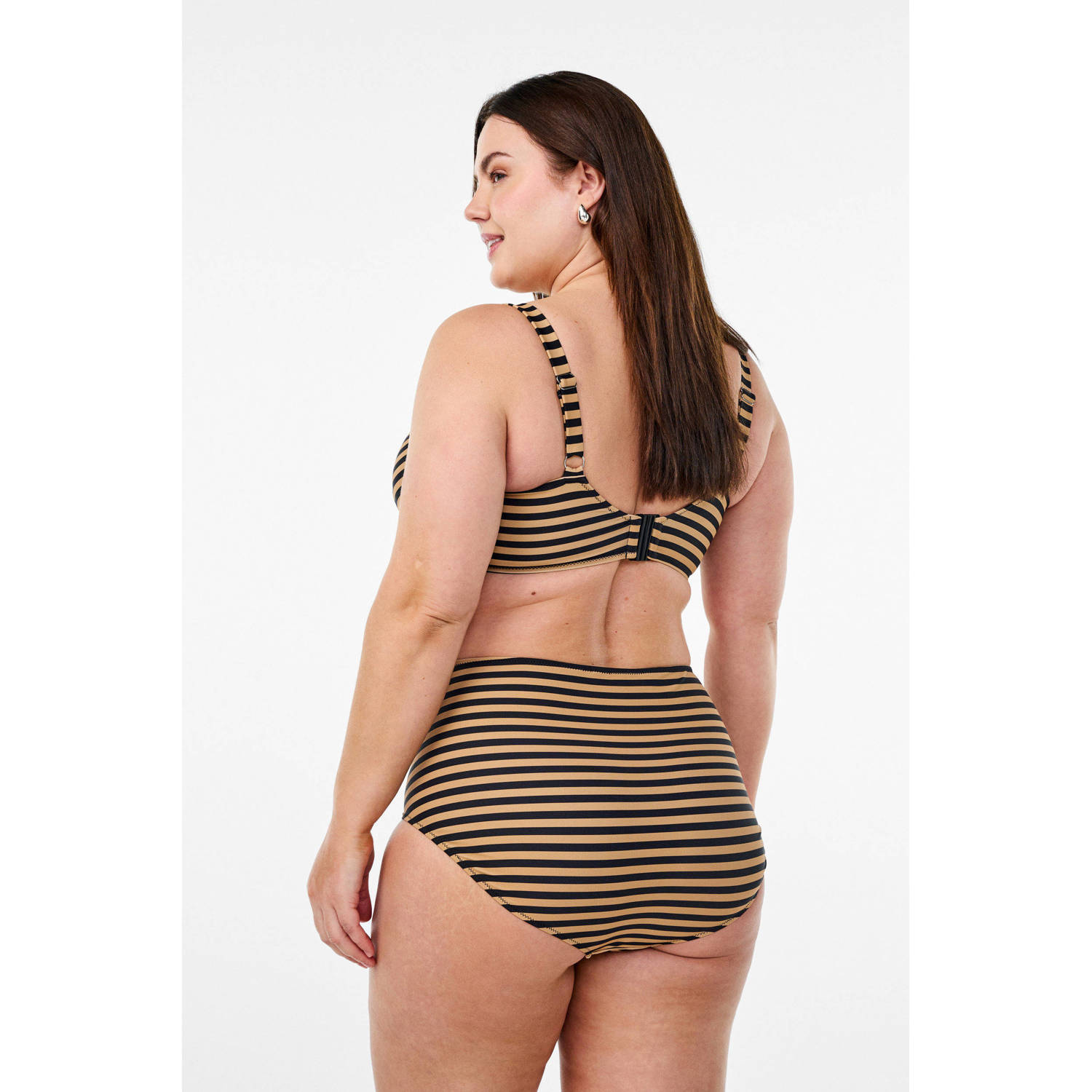 Zizzi high waist bikinibroekje STENNA beige zwart
