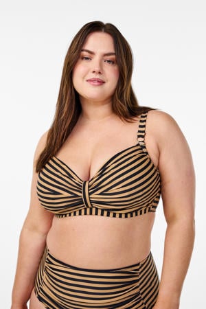 voorgevormde beugel bikinitop STENNA beige/zwart