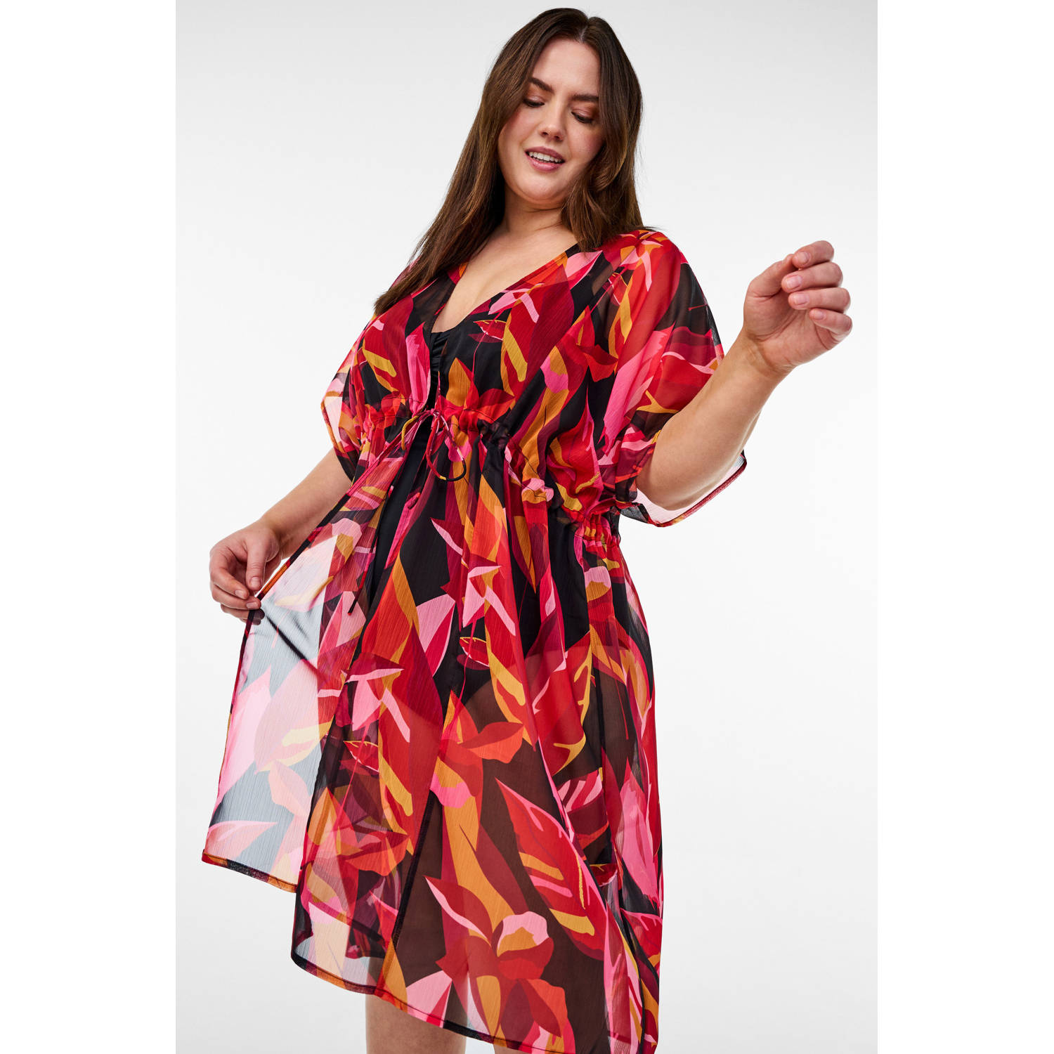 Zizzi strandtuniek SHUSI rood zwart roze