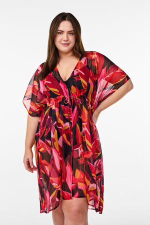strandtuniek SHUSI rood/zwart/roze