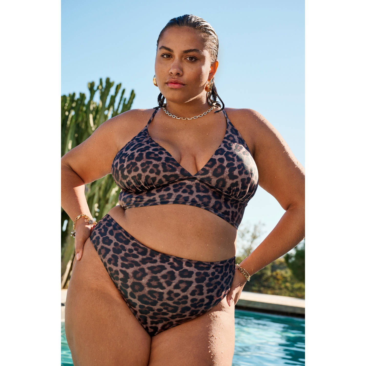 Zizzi voorgevormde triangel bikinitop CAANNE bruin