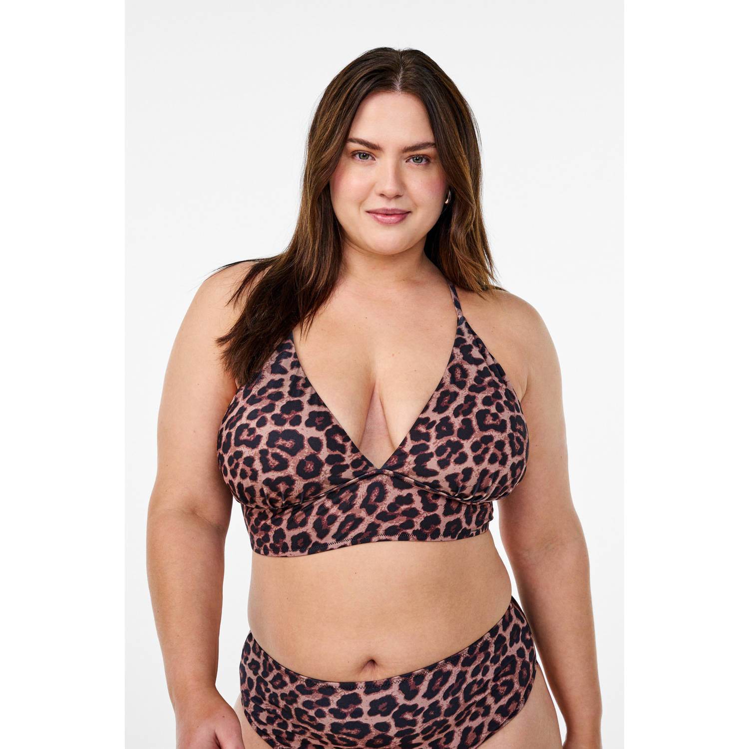 Zizzi voorgevormde triangel bikinitop CAANNE bruin