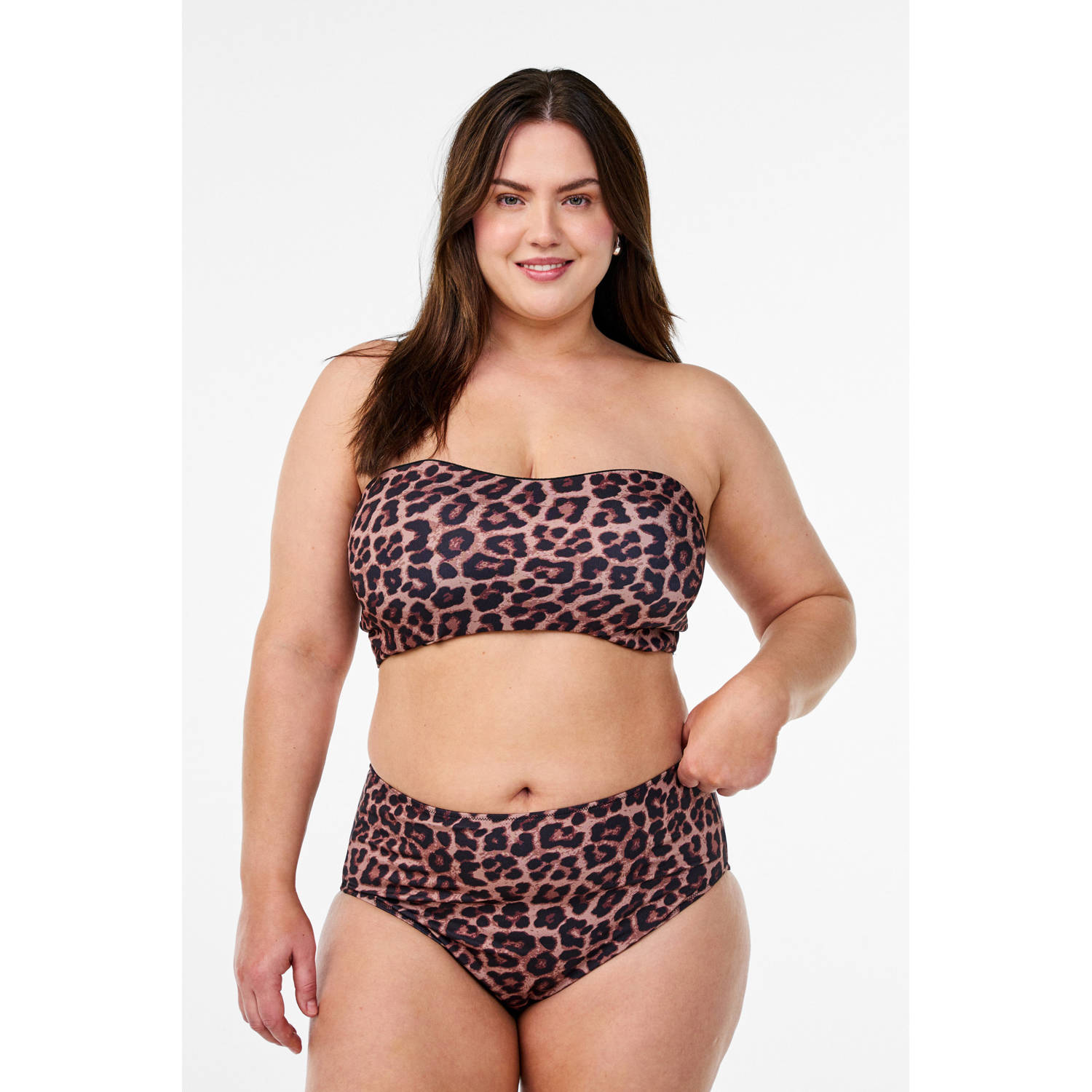Zizzi high waist bikinibroekje CAANNE bruin