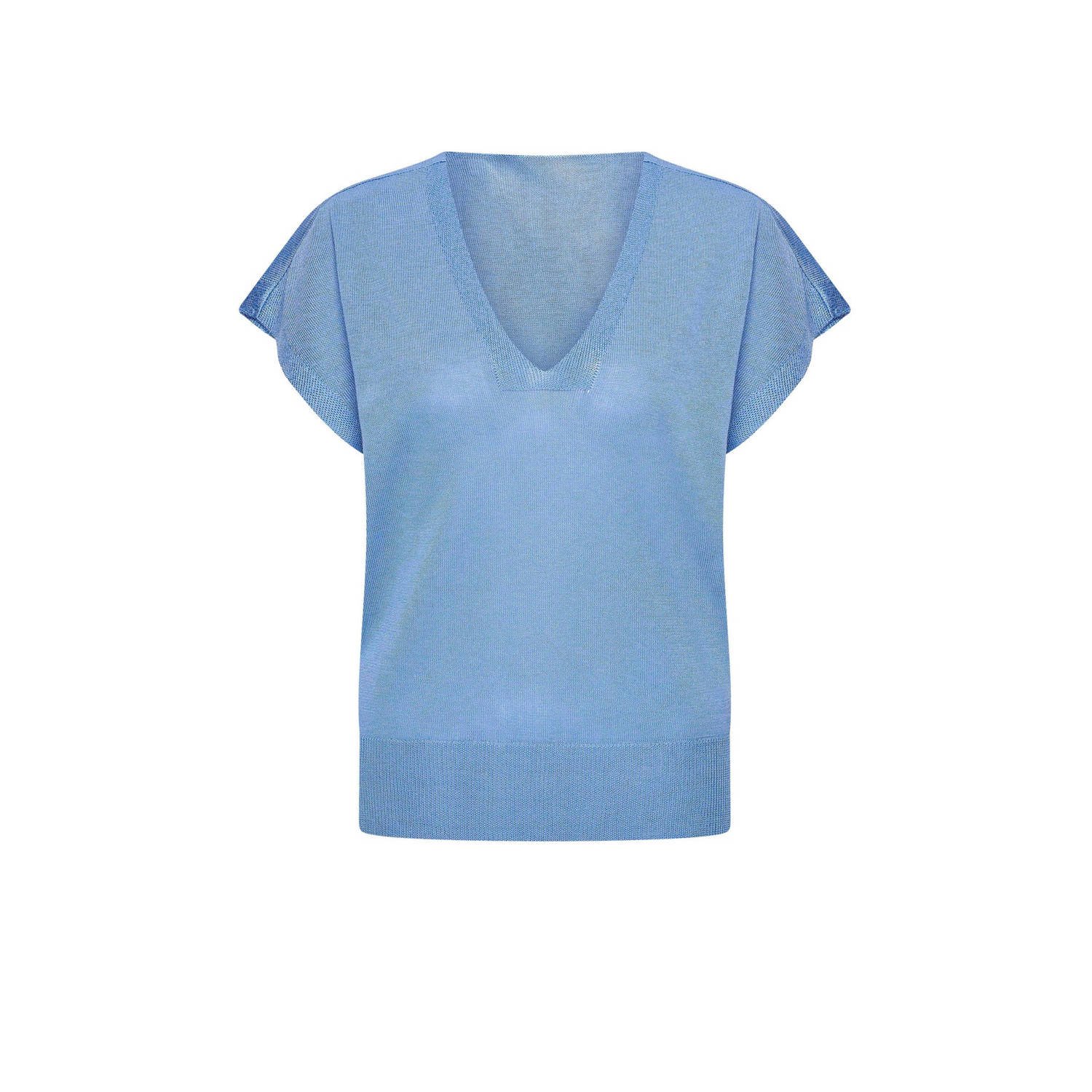 Expresso top fijn gebreid blauw