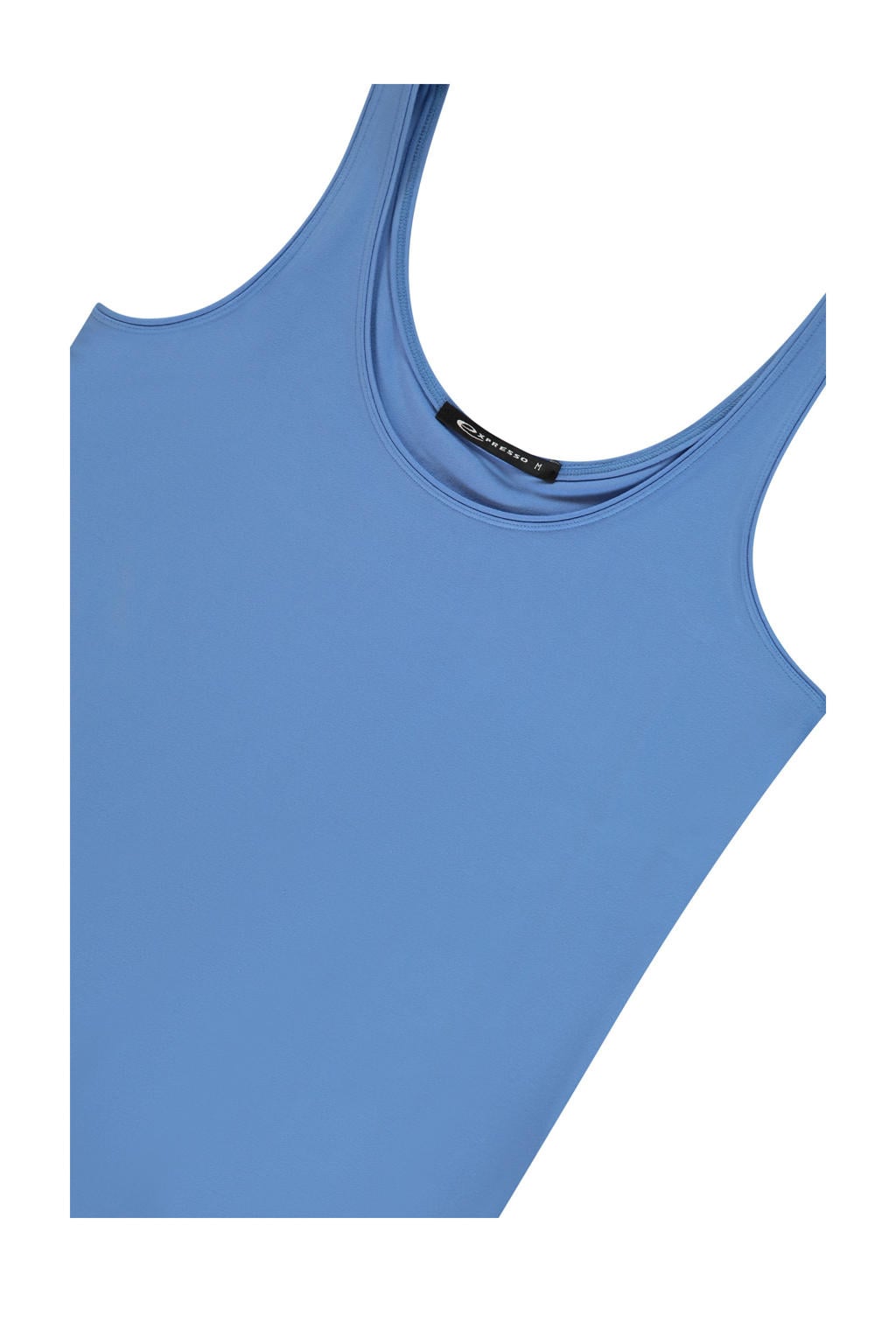Blauwe dames Expresso mouwloze top van viscose met effen en ronde hals