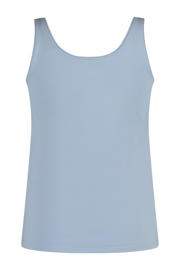 thumbnail: Grijsblauwe dames Expresso mouwloze top van viscose met effen en ronde hals