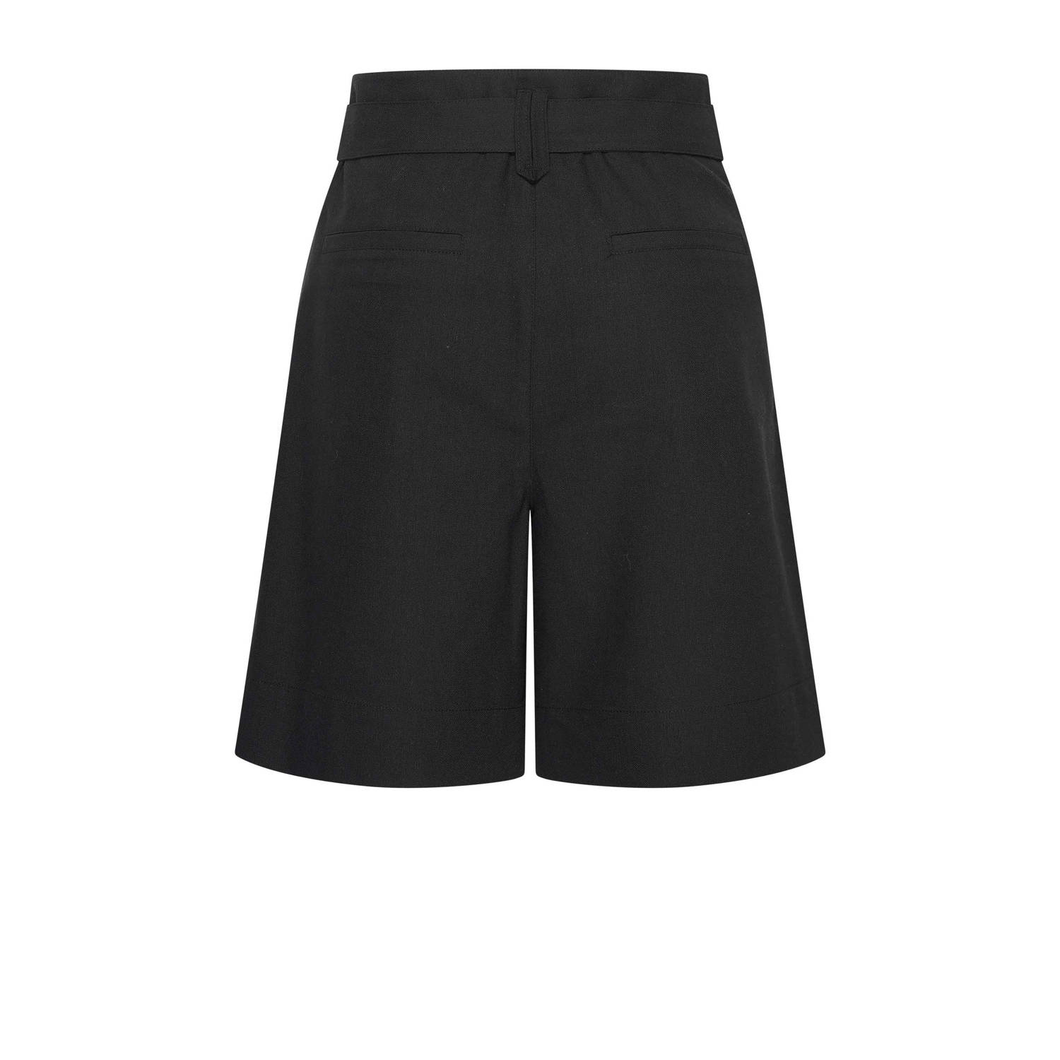 Expresso linnen straight high waist bermuda short zwart