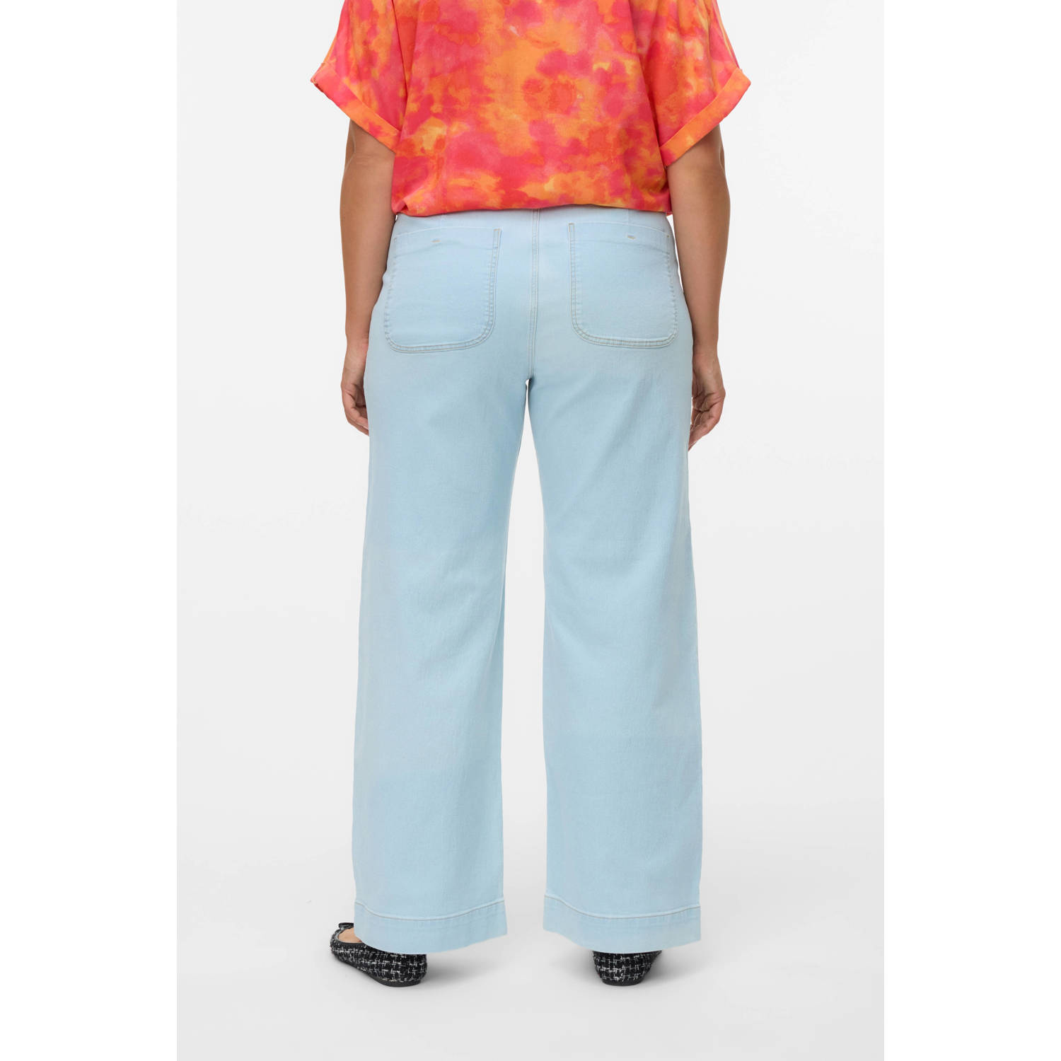 VERO MODA CURVE high waist wide leg jeans light blue denim