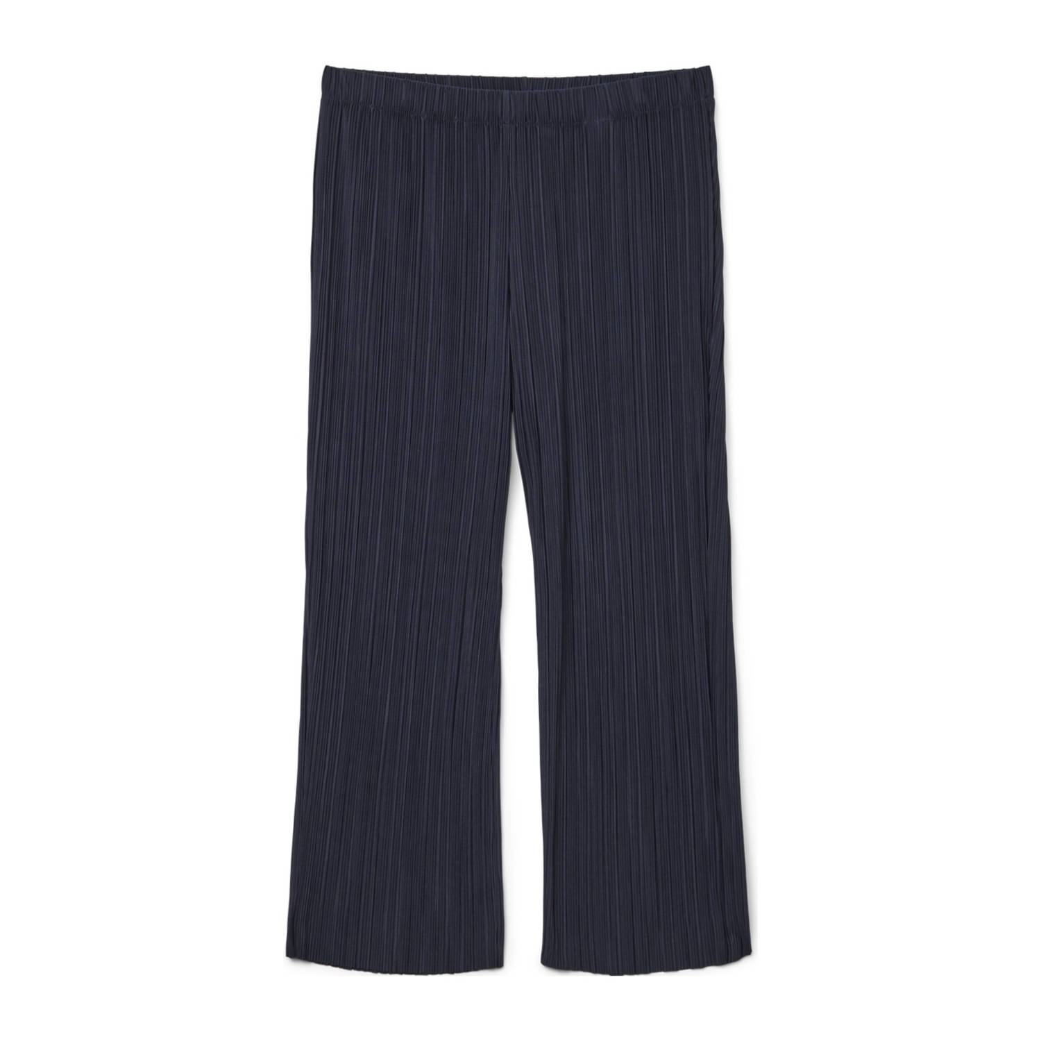 VERO MODA CURVE wide leg high waist casual broek donkerblauw