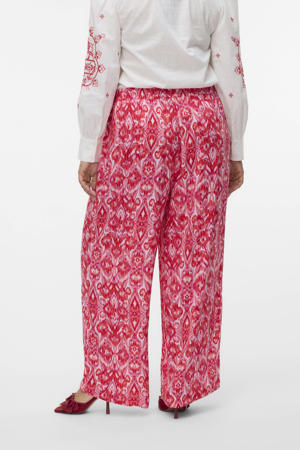 wide leg high waist broek roze