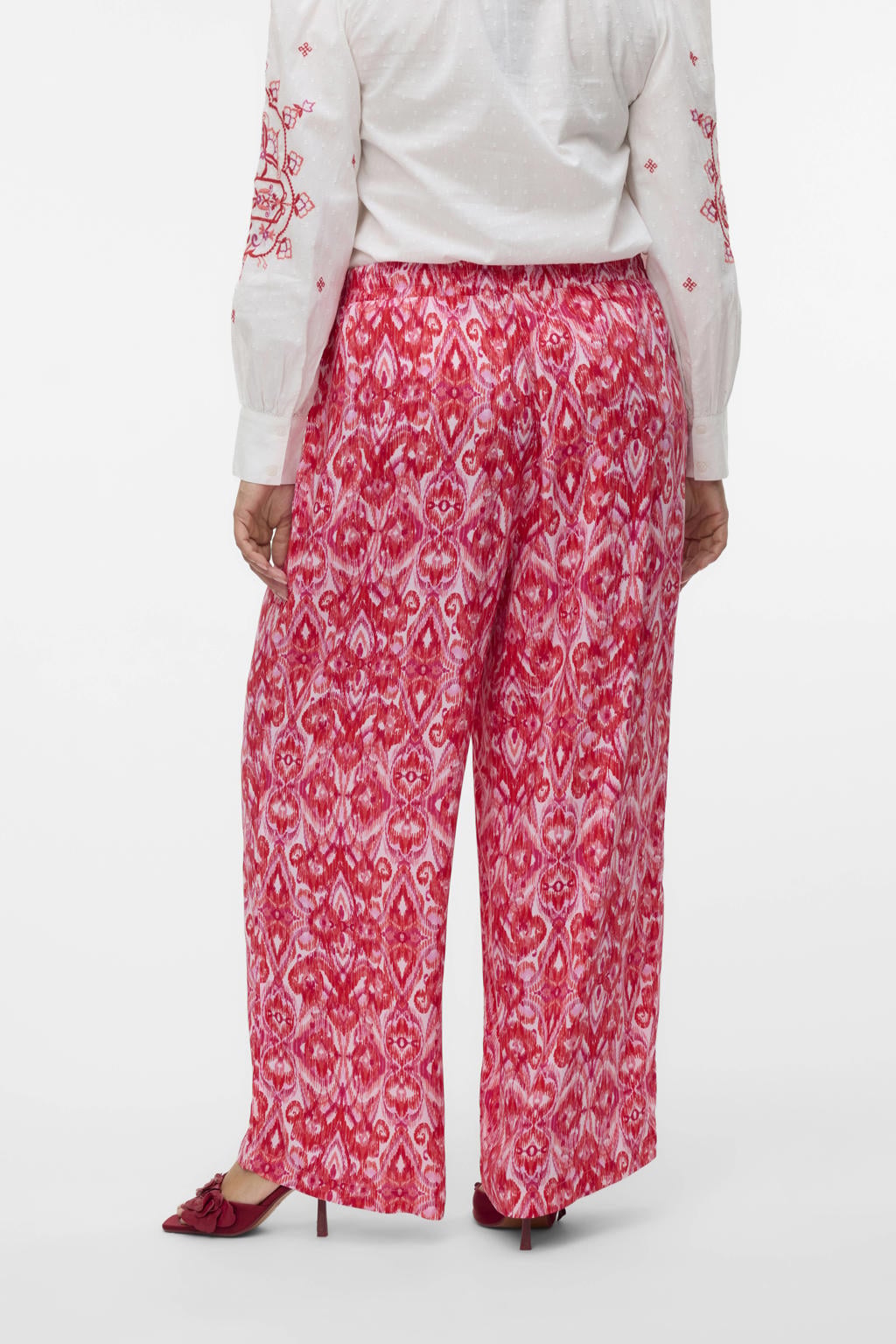 Roze dames VERO MODA CURVE wide leg high waist broek van viscose