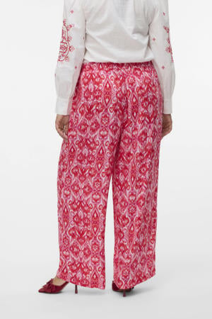 wide leg high waist broek roze
