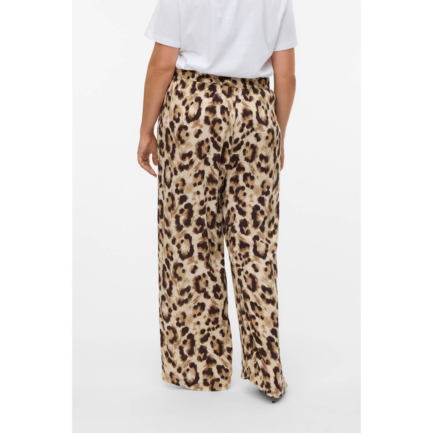 VERO MODA CURVE wide leg high waist casual broek bruin
