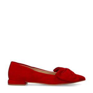 suède loafers rood