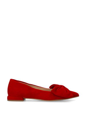 suède loafers rood
