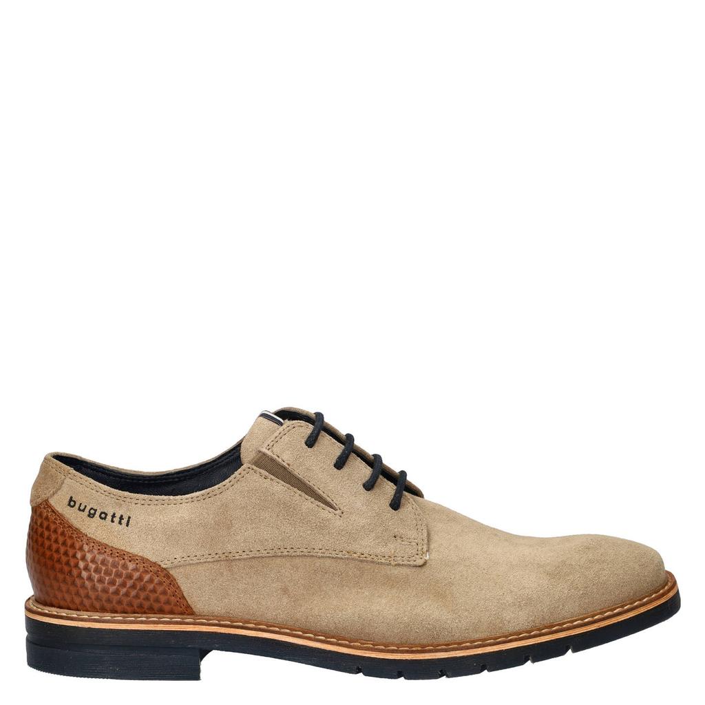 Beige heren Bugatti suède veterschoenen
