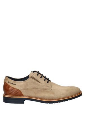 suède veterschoenen beige