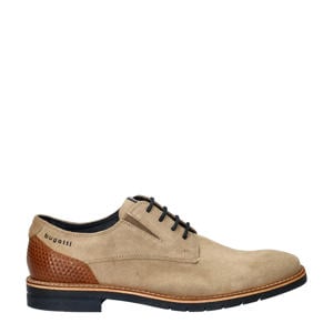 suède veterschoenen beige