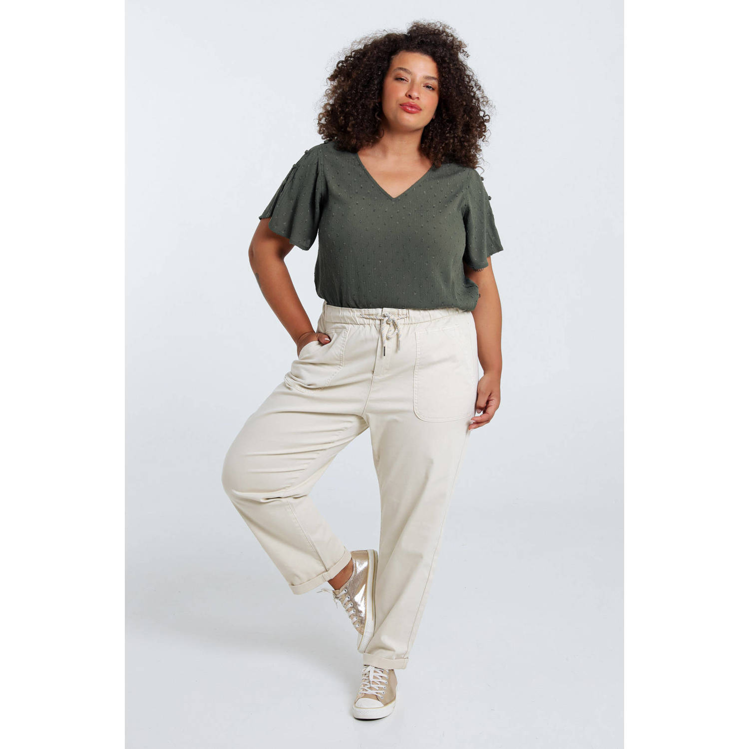 Paprika straight regular waist casual broek beige