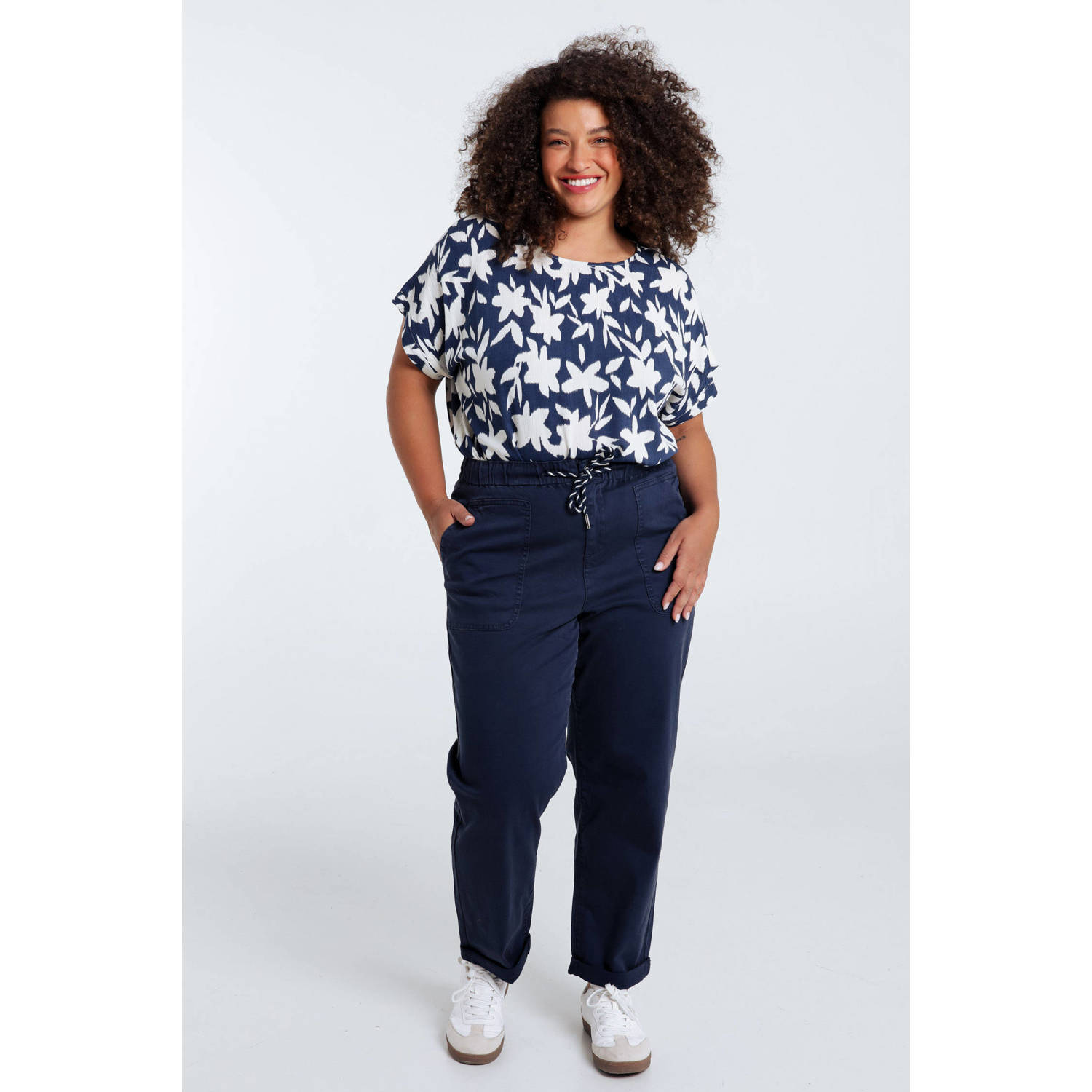 Paprika straight regular waist casual broek marine