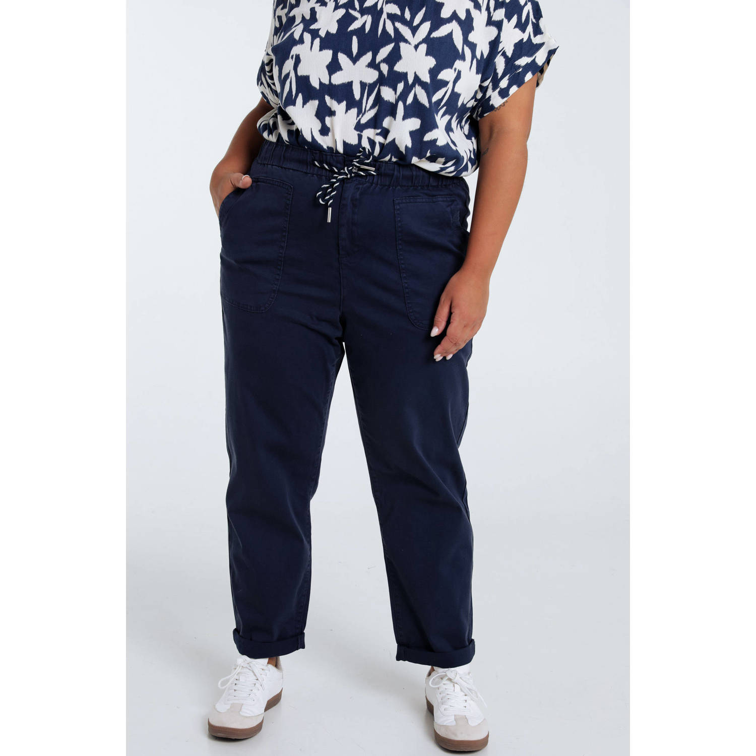 Paprika straight regular waist casual broek marine
