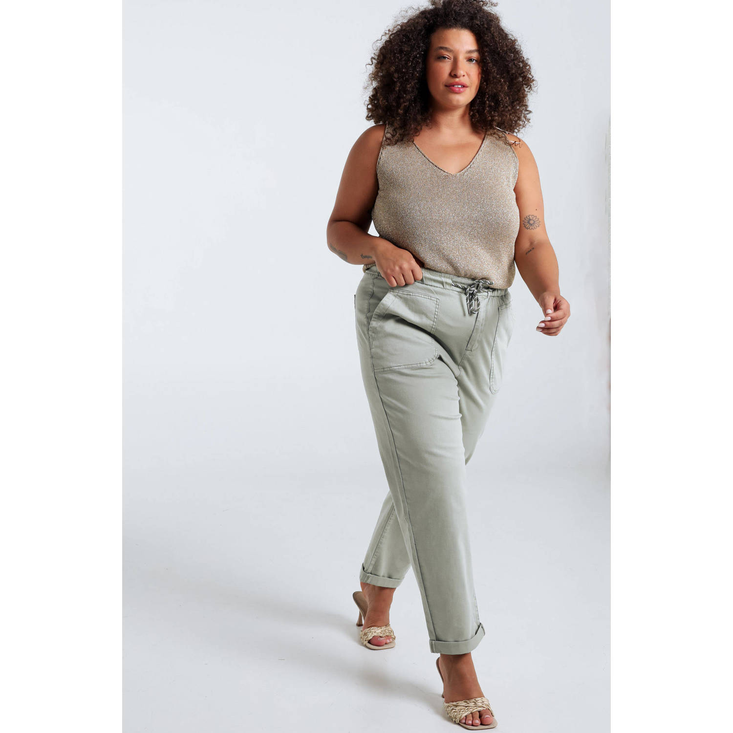 Paprika straight regular waist casual broek kaki