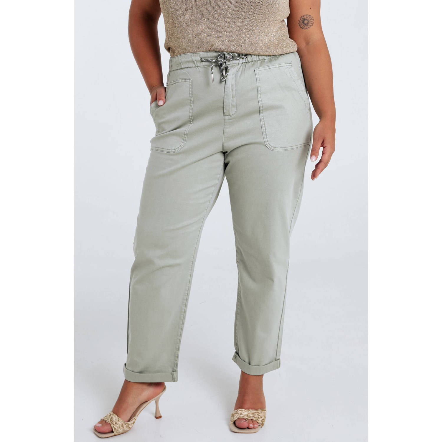 Paprika straight regular waist casual broek kaki