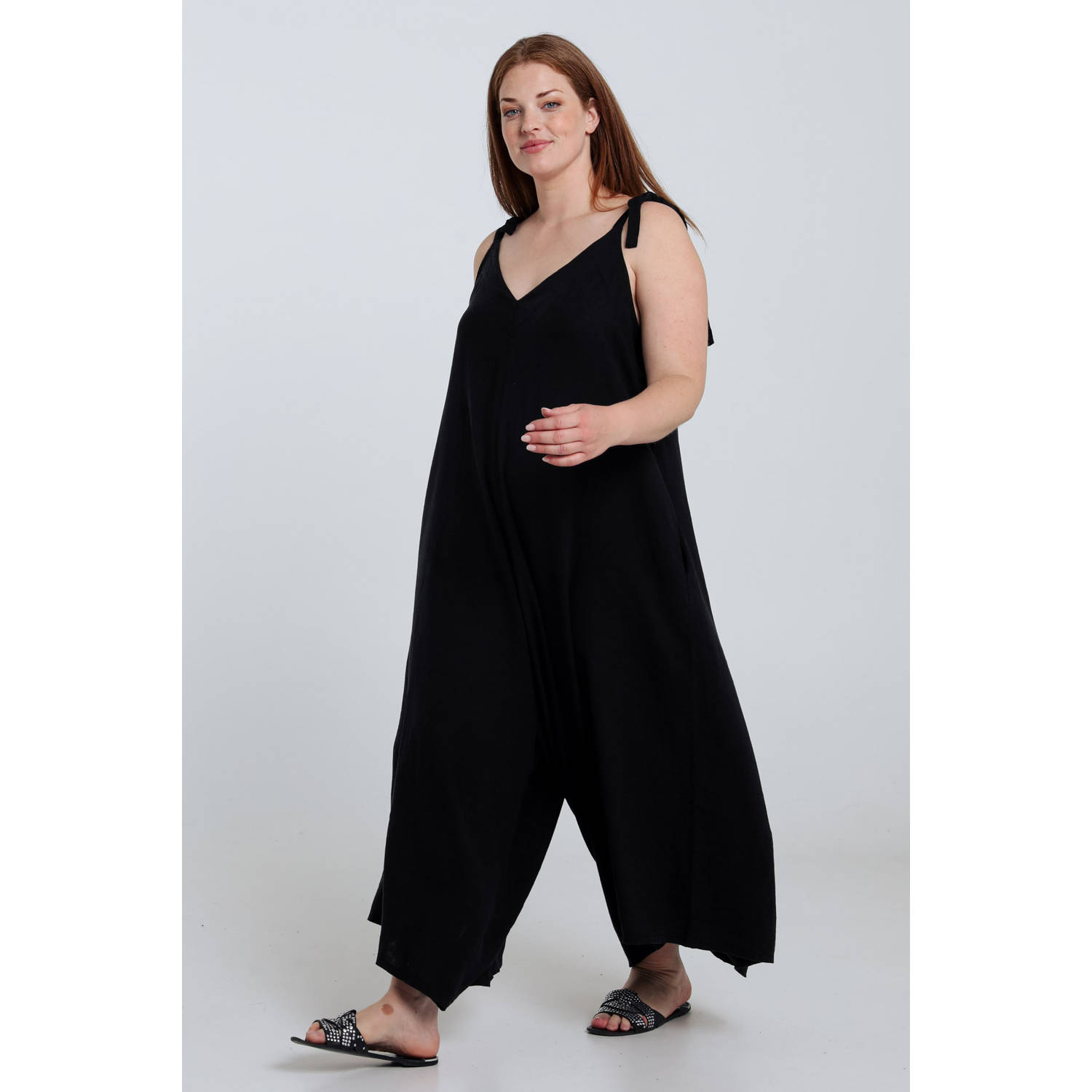 Paprika linnen jumpsuit zwart