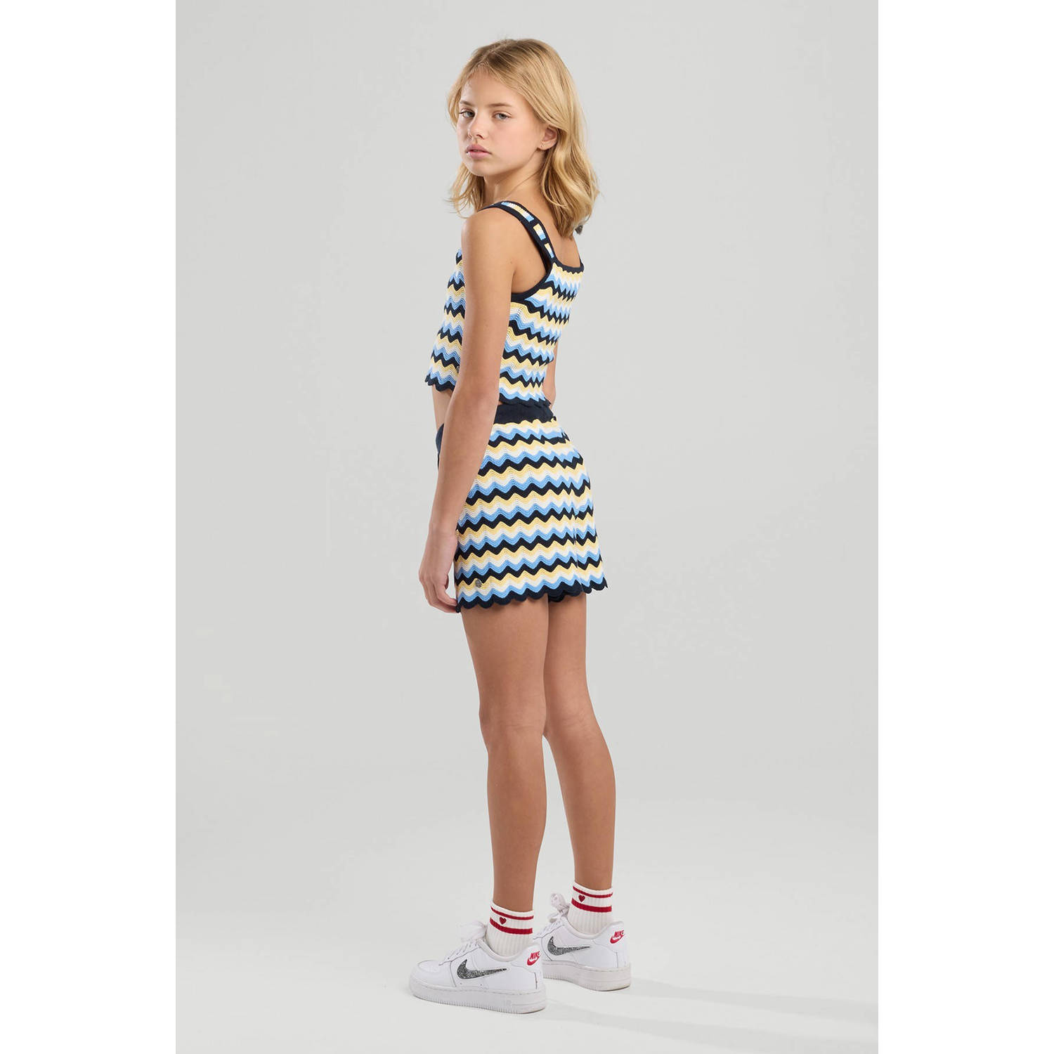 America Today sweatshort blauw geel donkerblauw