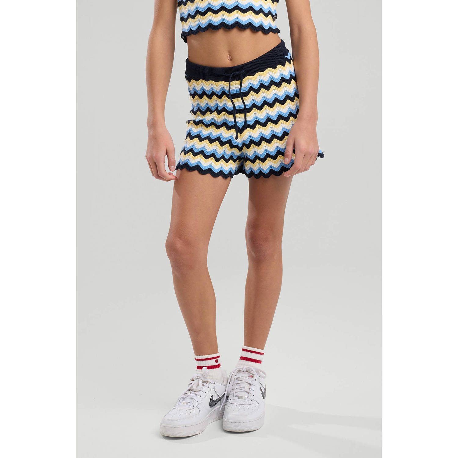 America Today sweatshort blauw geel donkerblauw