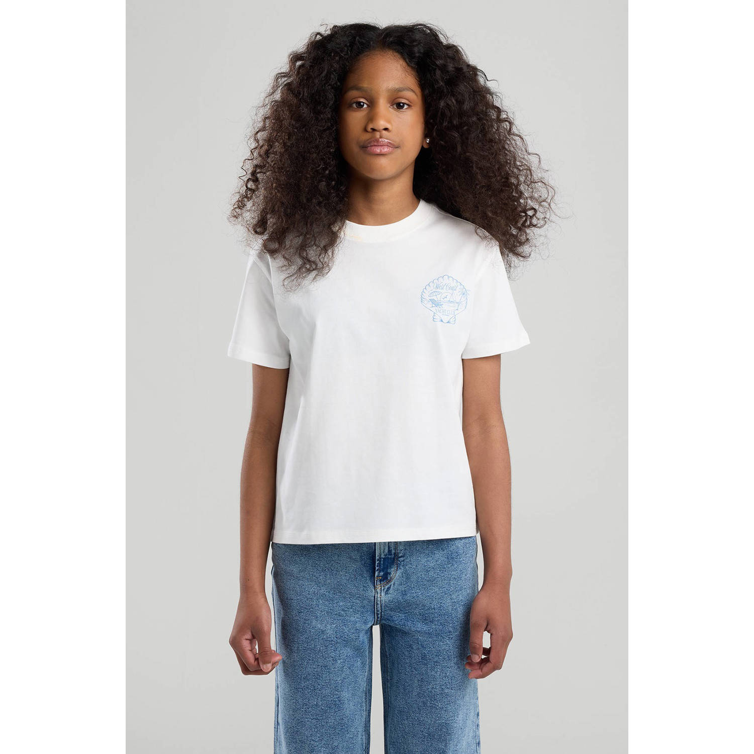 America Today T-shirt wit lichtblauw