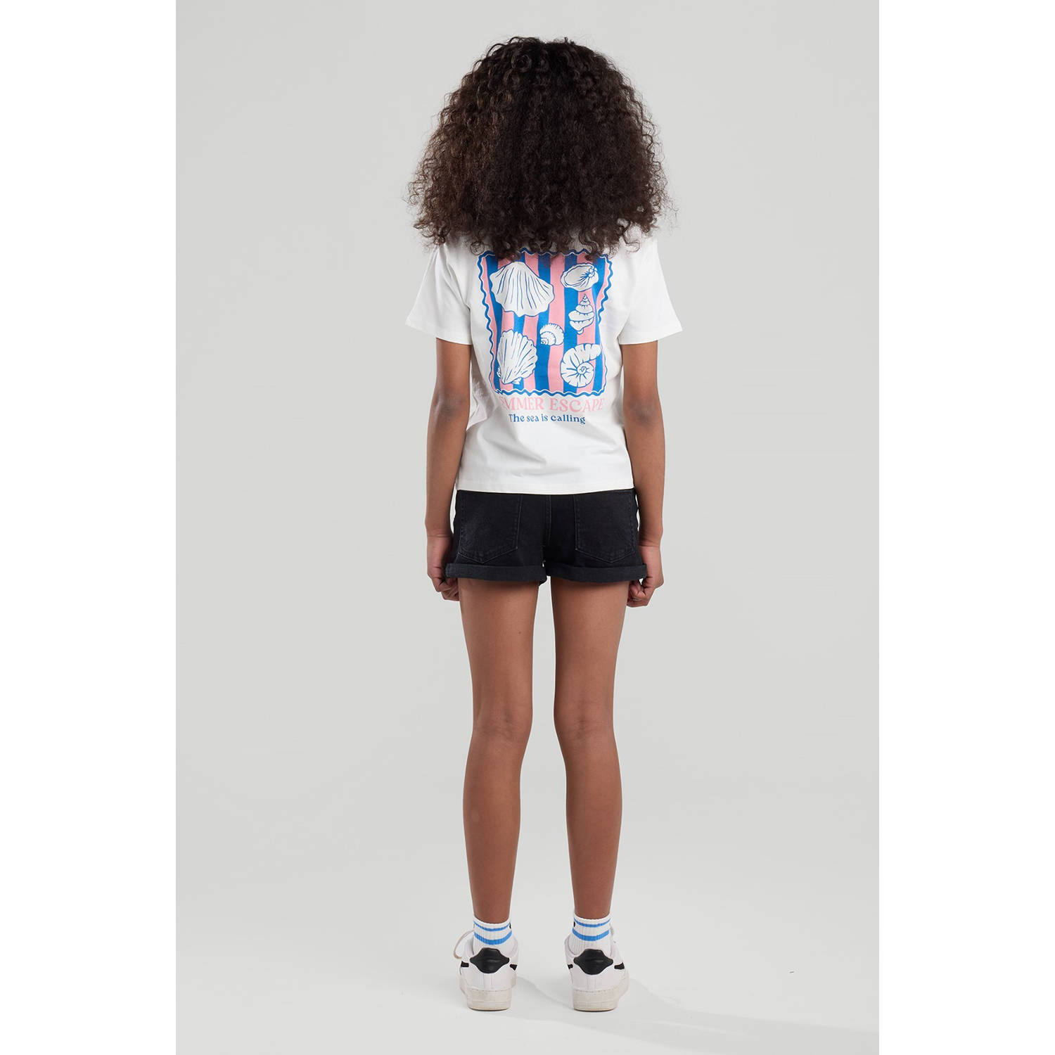 America Today T-shirt wit blauw roze