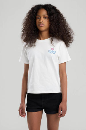 T-shirt wit/blauw/roze