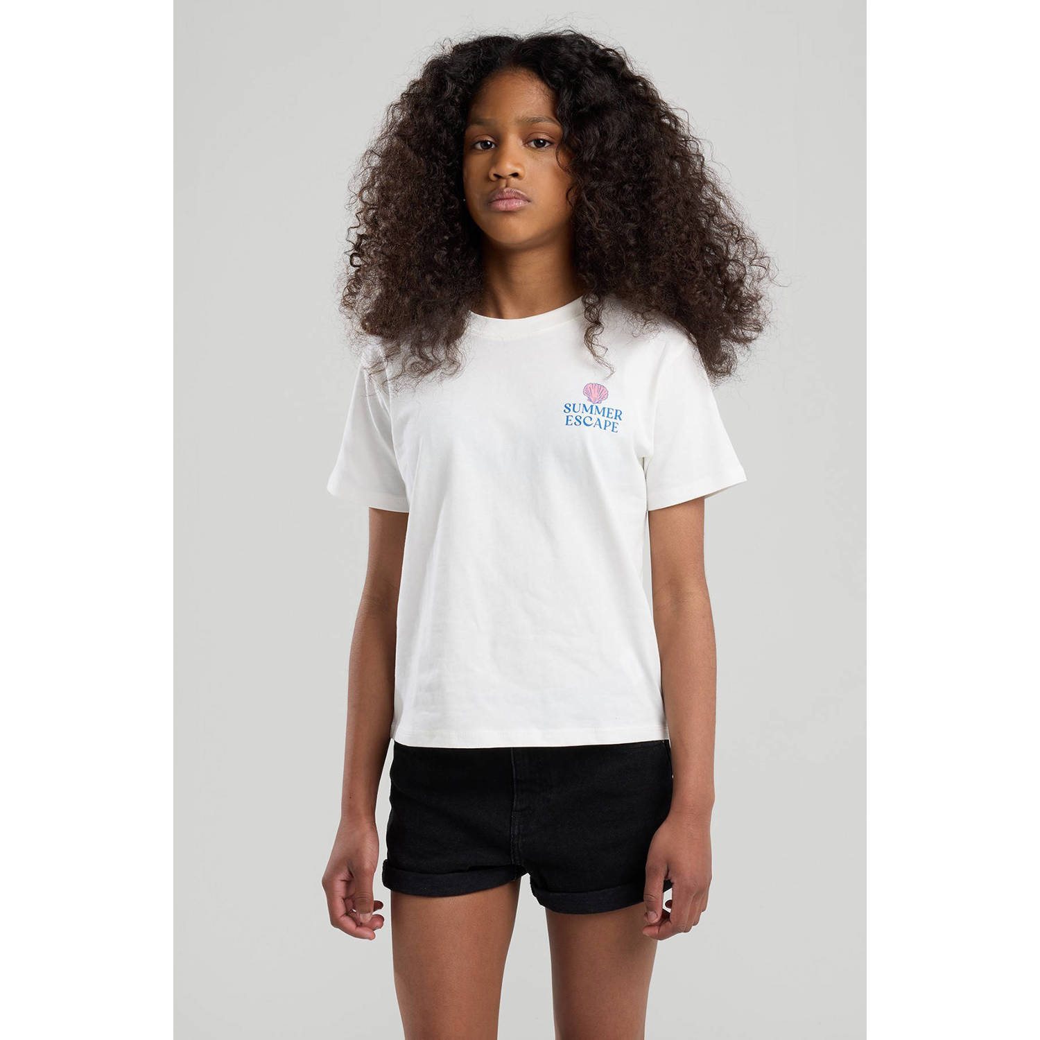 America Today T-shirt wit blauw roze