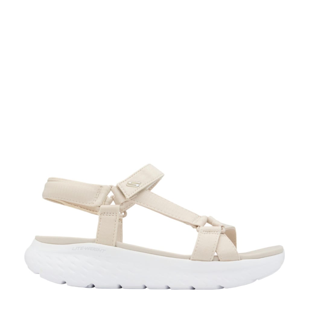 Ecru dames Skechers sandalen van rubber/textiel met klittenband