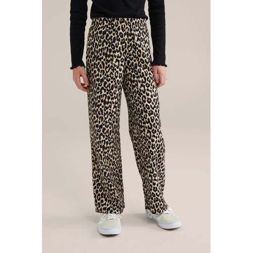 WE Fashion loose palazzo broek beige/zwart afbeelding