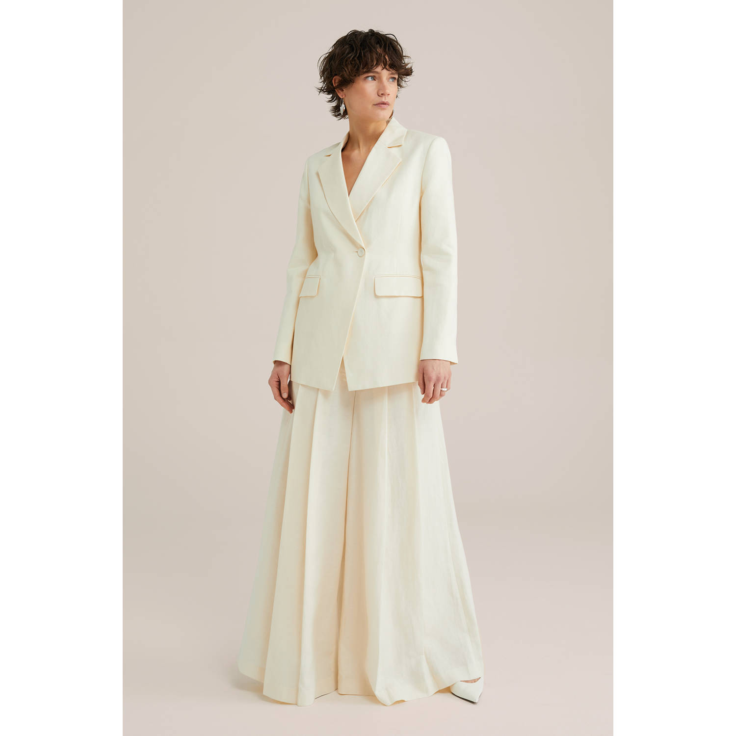 WE Fashion WE STUDIO getailleerde blazer ecru