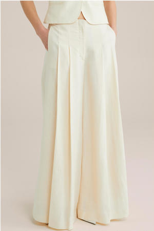 extra wide leg broek ecru