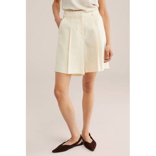 WE STUDIO linnen regular waist bermuda short ecru afbeelding