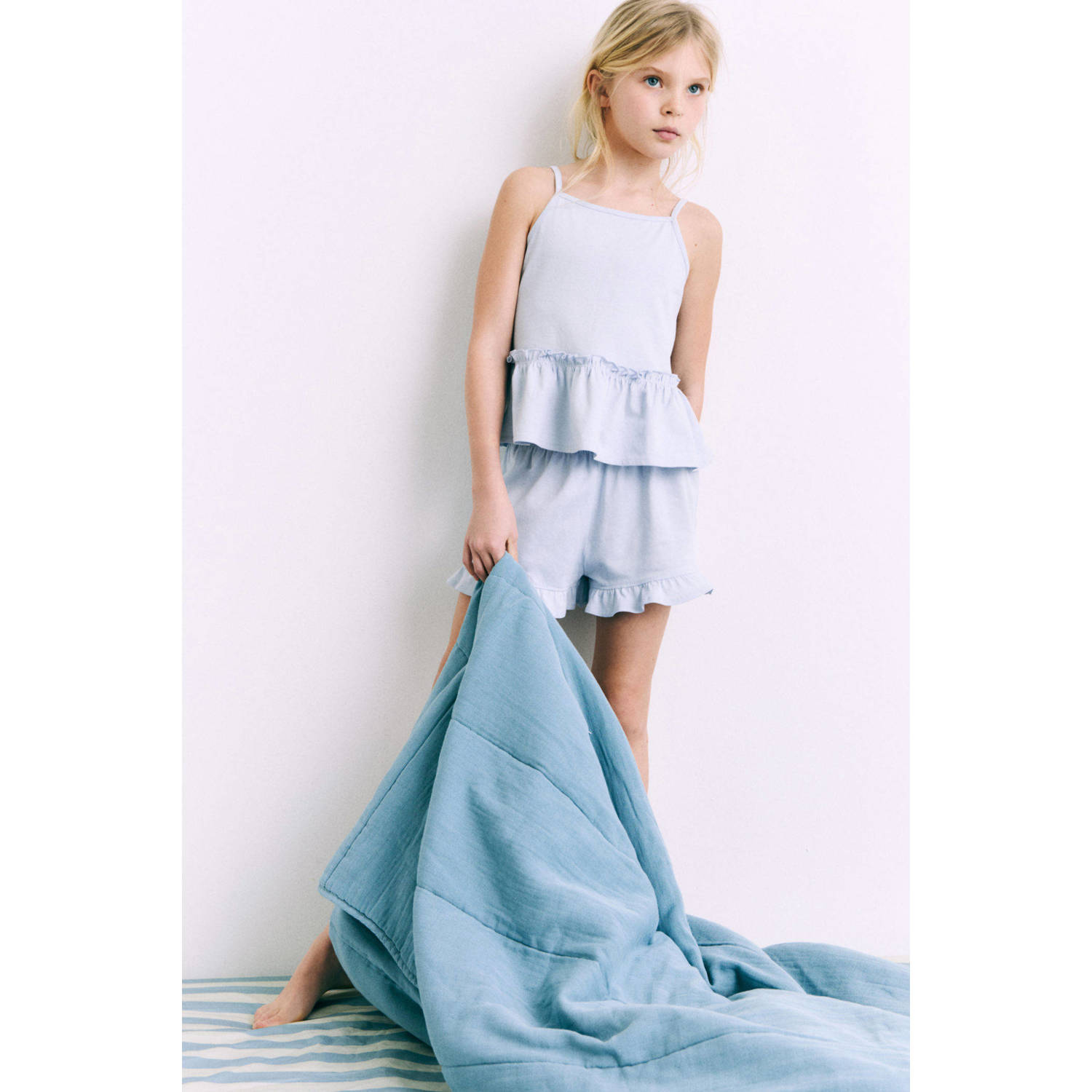 Mango Kids shortama lichtblauw