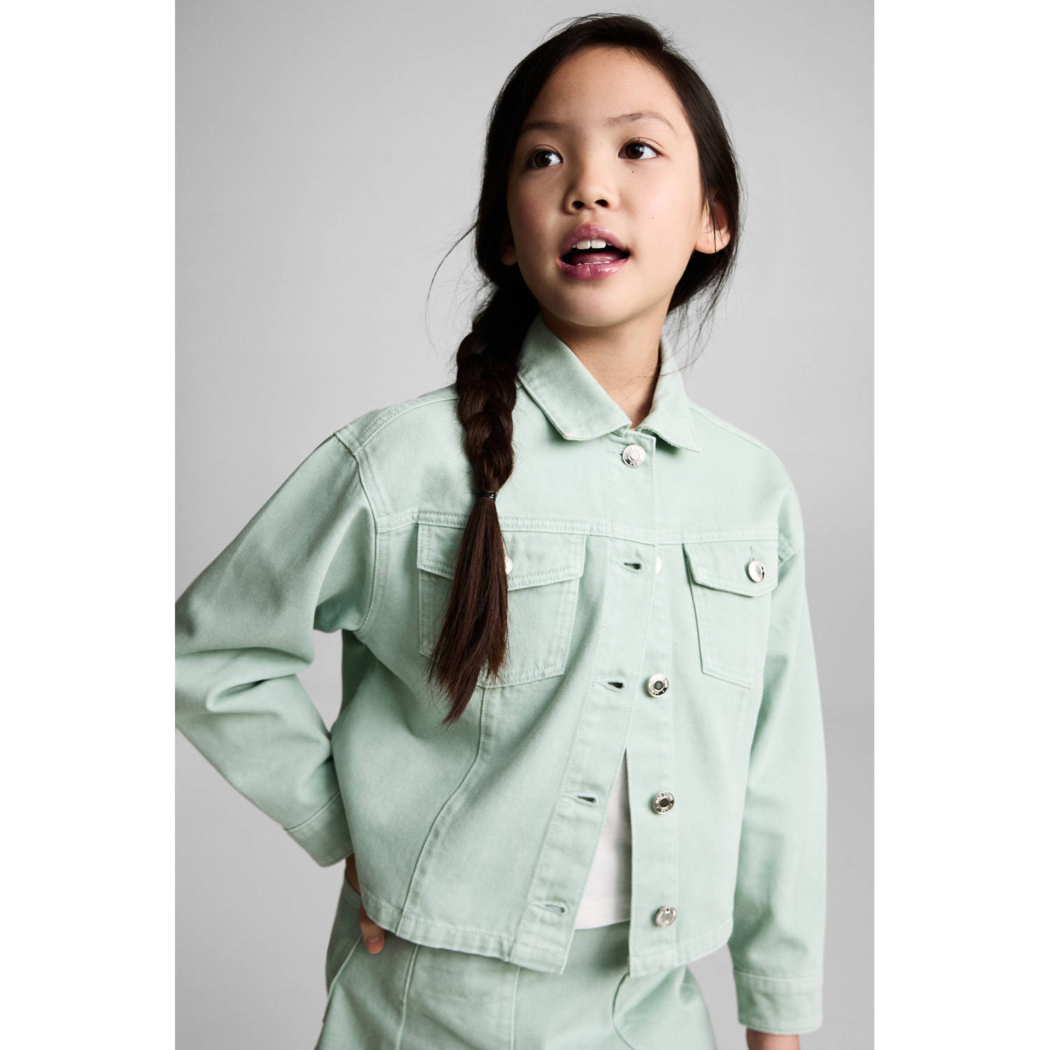 Mango Kids denim spijkerjas mintgroen