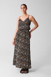 thumbnail: Zwart en bruine dames Shoeby maxi rok gemaakt van viscose en met elastische tailleband