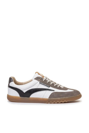 leren sneakers wit/bruin