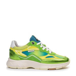 Daysi 01.09 leren sneakers groen/geel