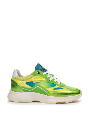 Daysi 01.09 leren sneakers groen/geel
